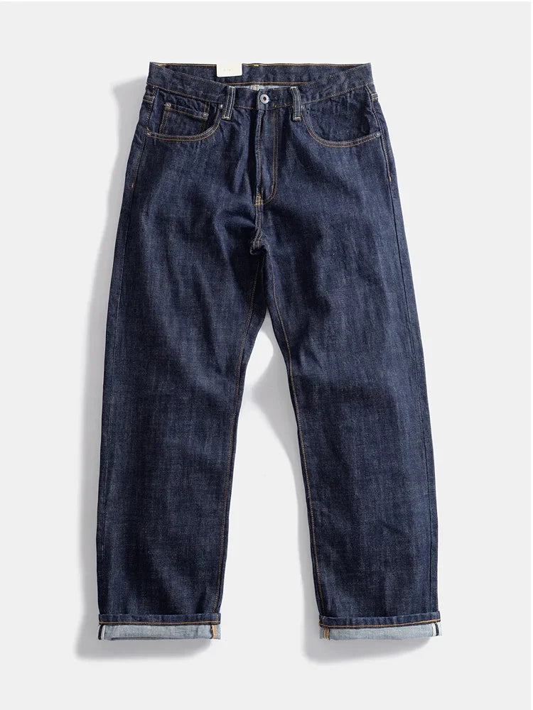 16oz Heavyweight Red Selvedge Denim Jeans for Men High Quality Loose Straight Pants One Wash Autumn Casual 100% Cotton Y2K