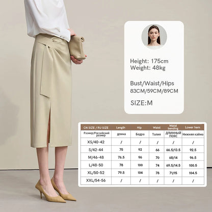 Women's Skirt 2026 Spring New H-Line Elegant Anti-wrinkle Split Skirt Solid Mid-length Versatile Woman Clothes 12621005