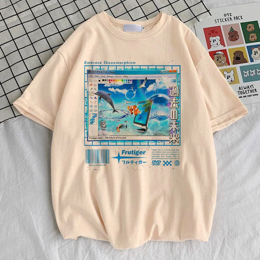 Frutiger Aero top tees women kawaii Y2k Colorful Graphic Punk Comfortable tshirt Colorful Y2k Grunge harajuku Pop Culture 80s