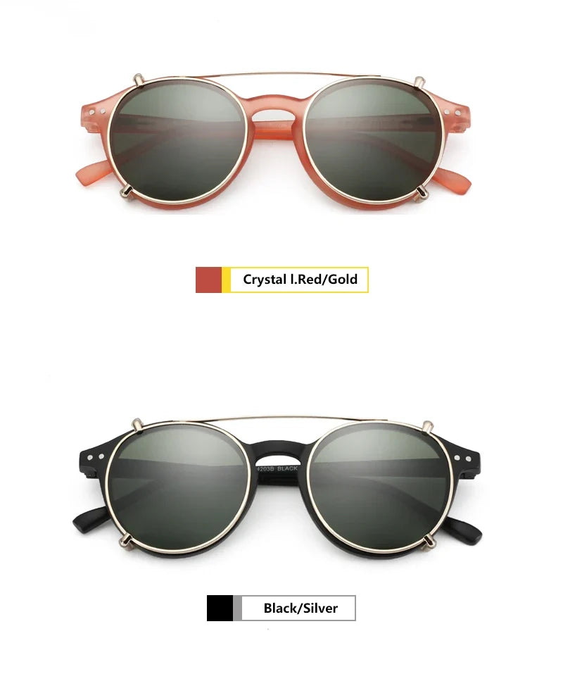 Steampunk Style Clip On Sunglasses for Men Women Anti Blue Light Glasses+Polarized Clip Fashion/Retro Computer Eyewear