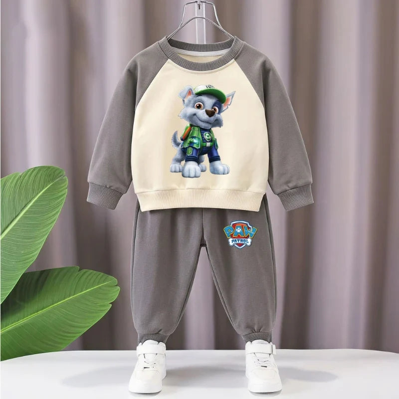 2026 New Paw Patrol Kids Raglan Sweatshirt 2‑Piece Set, Color Block Cartoon Tracksuit for Boys Girls Spring Autumn