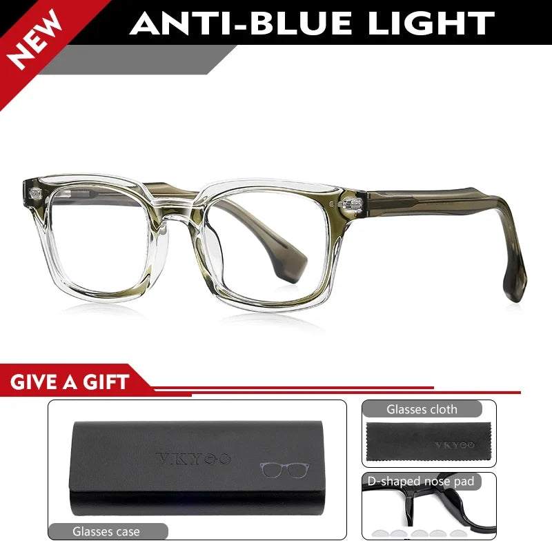 Personalized Fashion New Geometric Square Design Men's Anti-blue Light Reading Glasses Can Be Customized Prescription