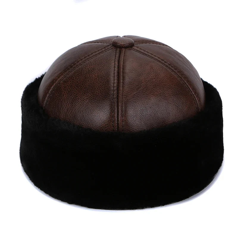 Brand New Style 2026 Retro Cowhide Bomber Hat Winter Keep Warm Caps Men Women Real Leather Cap Thick Velvet Dad Hat Leather Hat