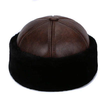 Brand New Style 2026 Retro Cowhide Bomber Hat Winter Keep Warm Caps Men Women Real Leather Cap Thick Velvet Dad Hat Leather Hat