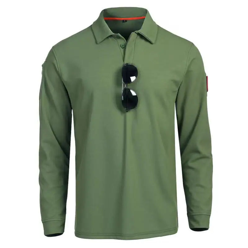 Men's M-4XL Quick Dry Pullover Long Sleeve Shirts Oversized Breathable Clothes Tactical Elastic Plain Turn-down Sports T-shirts