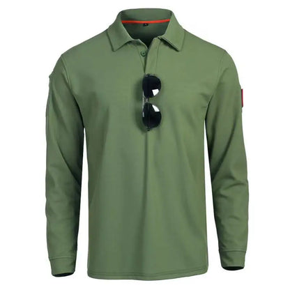Men's M-4XL Quick Dry Pullover Long Sleeve Shirts Oversized Breathable Clothes Tactical Elastic Plain Turn-down Sports T-shirts