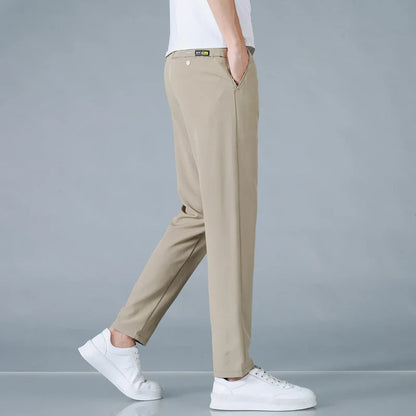 2025 Spring Summer Ultra-thin Men's Casual Pants Slim Straight Leg Elastic Waist Sports Jogging Trousers Fashion Men Golf Pants