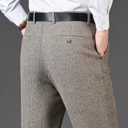 Hight Waist Wool Trousers Cashmere Suit Pant For Men Loose Striped  Classic Straight Formal Mens Dress Pants Business Size 42 44