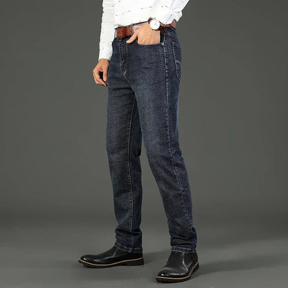 Models Spring Autumn Business Jeans Men Casual Straight Stretch Fashion Classic Work Denim Trousers Brand Clothing
