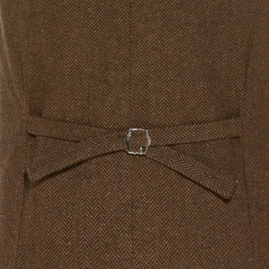 Men Vest Brown With Lapel Boutique Herringbone Single Button Fit Waistcoat Casual Formal Business Wedding Daily Men Suit Vest