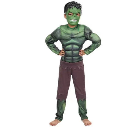New Boys Hulk Costume Superhero Hulk Cosplay Muscle Jumpsuit Gloves Suit Girls Halloween Carnival Party Costumes