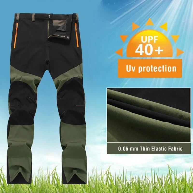 Men's Hiking Pants Outdoor Fishing Water Resistant Lightweight Quick-Dry Athletic Apparel, namely, Pants with Zipper Pocket