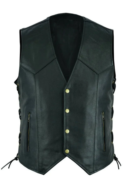 Vest Leather Punk Fashion Casual Coat Motorcycle Vest Men Solid Vest Fleet