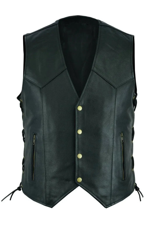 Vest Leather Punk Fashion Casual Coat Motorcycle Vest Men Solid Vest Fleet