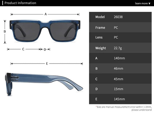 Fashion Polarized Vintage Square Big Frame Sunglasses Women For Men Male Sun Glasses Luxury Brand Designer Popular Punk Shades