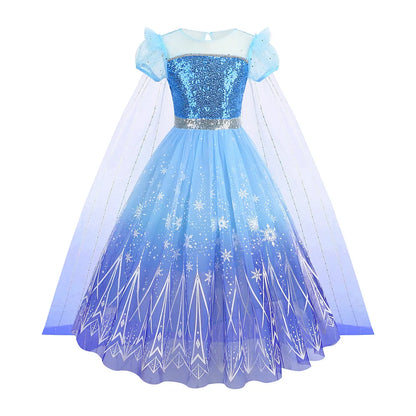 2026 Disney Elsa Costume for Girls Light-Up Frozen Snow Queen Dress With LED Lights Fancy Frock for Kids Birthday Party Set