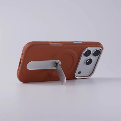 Luxury Rotation KickStand Business PU Leather Case For iPhone 17 Pro Max 16 15 14 13 For MagSafe Magnetic Matte Shockproof Cover