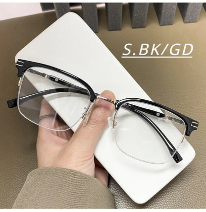 Men's Business Classic Half Frame Anti Blue Light Reading Glasses Myopia Hyperopia Customizable Prescription TR2242