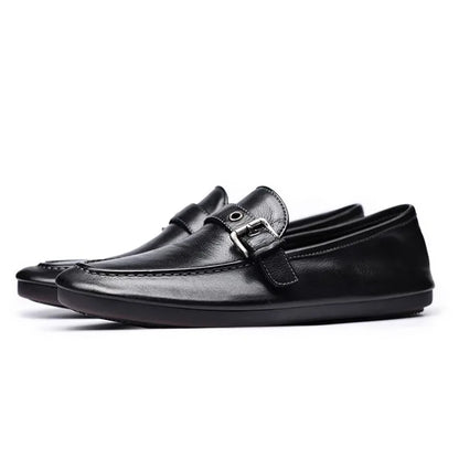 High-end Washed Genuine Leather Loafers Men's Shoes Slip on Fashion Trendy Casual Dress Work Leather Shoes Male Flats