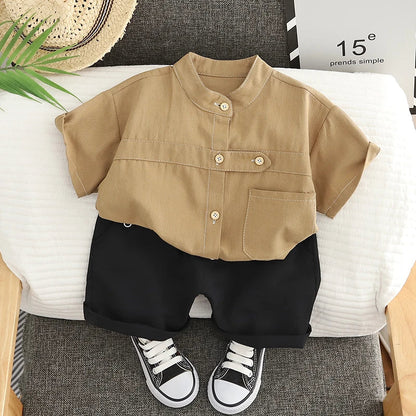 Summer Baby Boy Solid T Shirt Short 2Pcs/set Infant Kid Children Cotton Clothes Fashion Toddler Tracksuit 0-5 Years