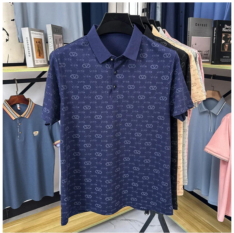 Fashion brand men's short sleeve polo shirt summer new item original printing custom design youth comfortable top casual T-shirt