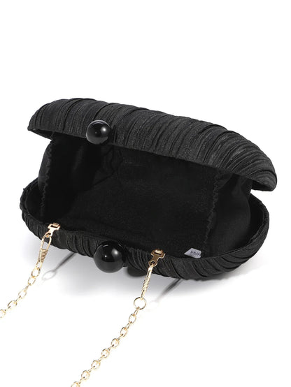 Elegant Satin Pleated Handbag 2025 New Niche Design Bridal Princess Ladies' Evening Bag Ceremony Cloth Round Purses and Clutches