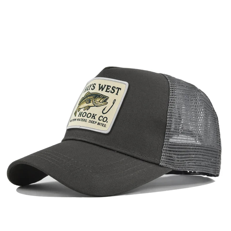 High Quality Fishing Embroidery Baseball Cap for Men Women Outdoor Fishing Snapback Mesh Hat Breathable Sunshade Dad Trucker Hat