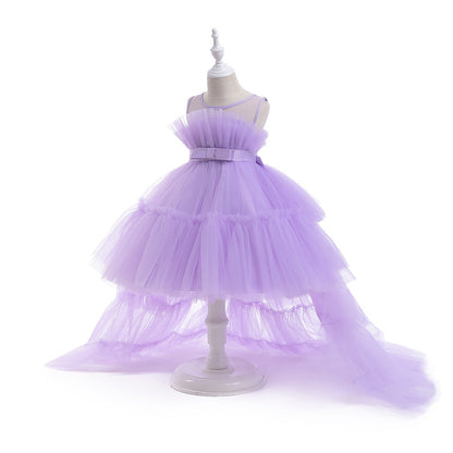 Kid's Party Formal Evening Dresses Elegant Party Dresses For Girls Dresses With Trailing Detachable Princess Dress