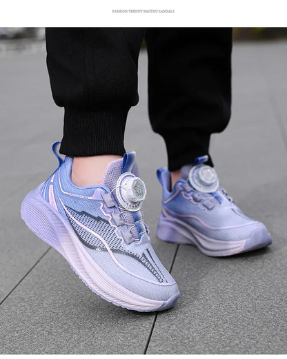 Outdoor Lace-up Boys Girls Knit Jogging Shoes Gym Sneakers Children‘s Basketball Shoes Non-slip Breathable Sports Training Shoes
