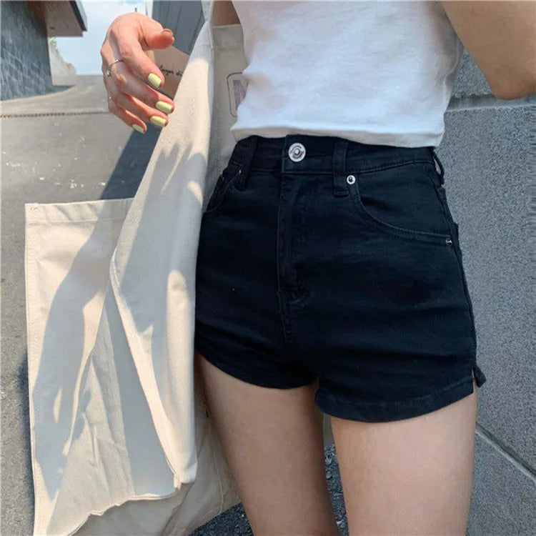 Women's Denim Shorts Casual High-Waisted Shorts Retro-Washed Button-Fly Sexy Hot Pants Tight-fitting Summer Shorts