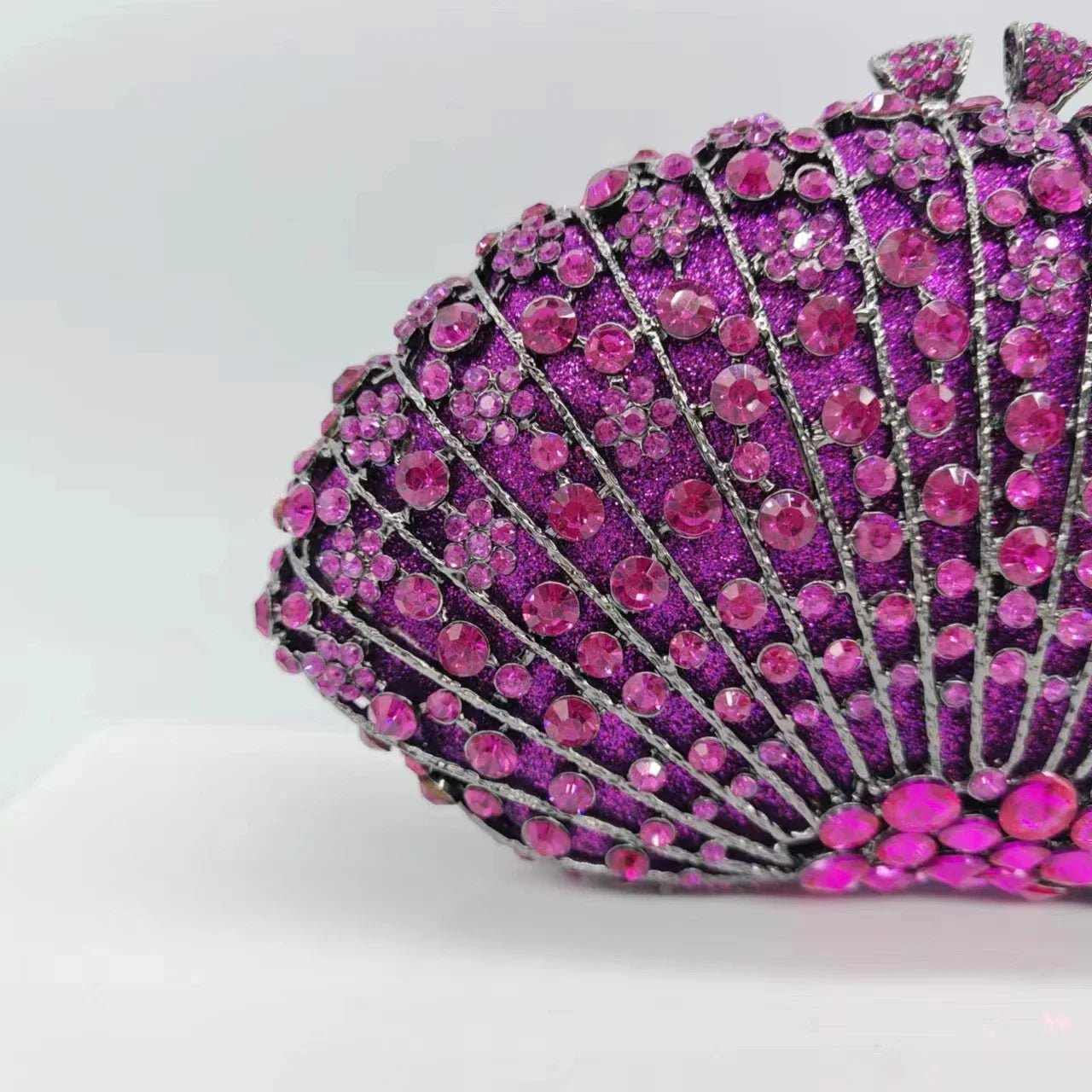 High Quality Elegant Exquisite Fan Shaped Ladies Evening Clutch Bag Banquet Chain Shoulder Bag