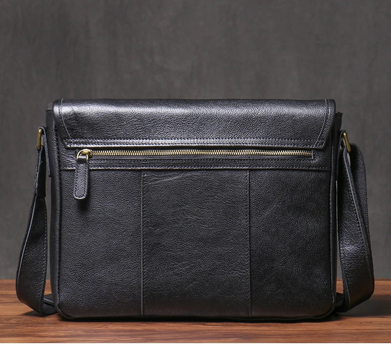 Vintage Crazy Horse Leather Messenger Bag Men's Genuine Luxury Sling Shoulder Bag Office Briefcase Crossbody 12.9 Inch Ipad