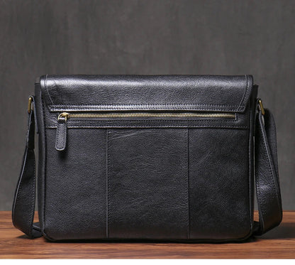 Vintage Crazy Horse Leather Messenger Bag Men's Genuine Luxury Sling Shoulder Bag Office Briefcase Crossbody 12.9 Inch Ipad