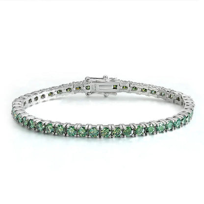 3/4mm GRA Certified Full Green Moissanite Tennis Bracelet for Women 18K Plated Lab Diamond 925 Silver Bracelet Men