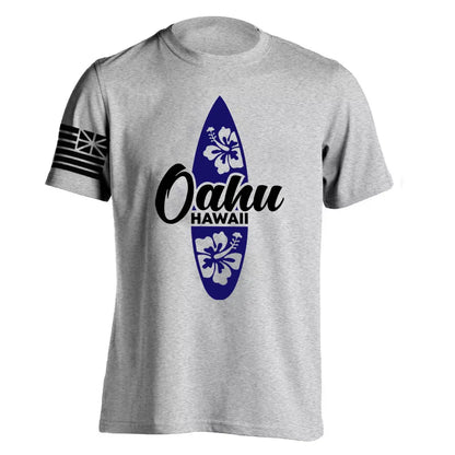 Men's Cotton Shirt OAHU HAWAII SURFING Distressed TShirt Unisex Surf Board Beach Tee Tops Summer Fashion Casual Short Sleeves