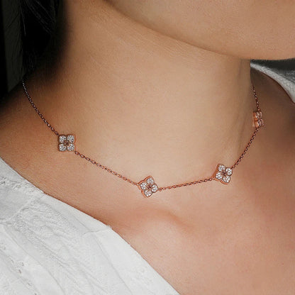 18k Plated Flower Moissanite Choker Necklace for Women Girls Neck Chain Sparkling 925 Sterling Silver Jewelry Pendant