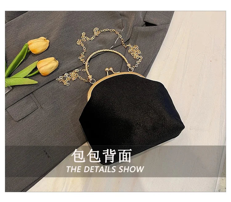 Chains Velvet Frame Heart Dinner Hand Bags Diamonds High Quality Shoulder and Crossbody Bags for Women 2024 Fashion Hot Sale