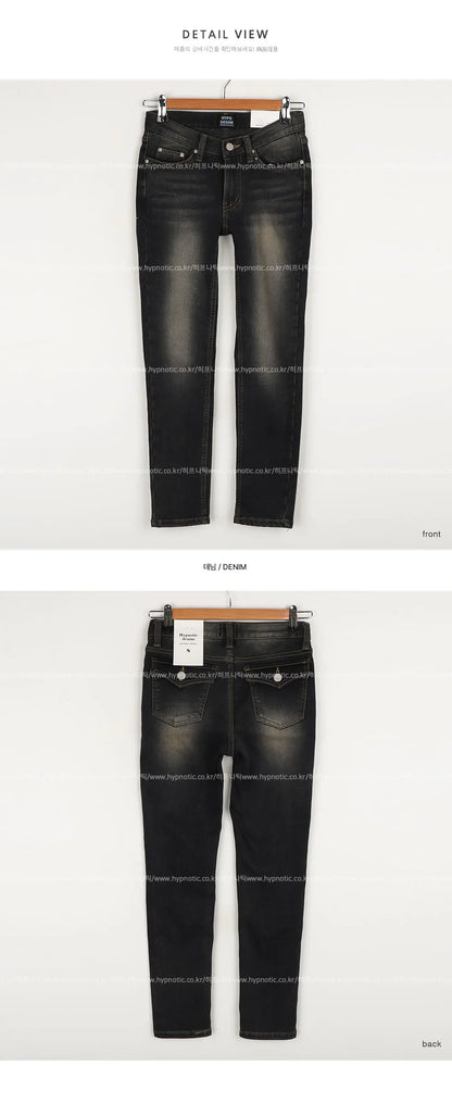 Fashionable Comfortable Slim Fit Denim Jeans High Waist Nine Points Cotton Stretch Lead Pen Pants for Women by Qi Qi