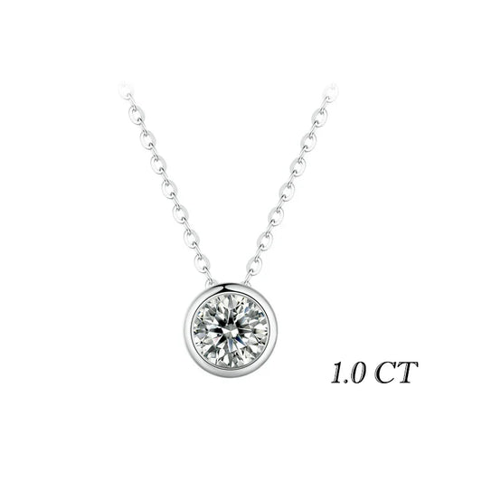 1CT Bezel Moissanite Pendant Necklace D color VVS1 Lab Diamond for Women 925 Sterling Silver Wedding Minimalist Jewelry