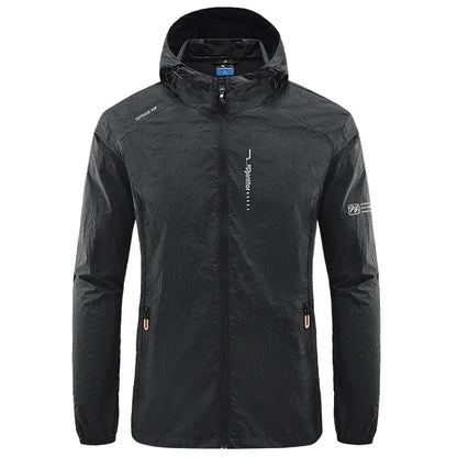 UPF50+ Summer Outdoor Quick Dry Sun-Protective Thin Jacket Men Hiking Fishing Cycling Hooded Gym Sport Ultra Light Windbreaker