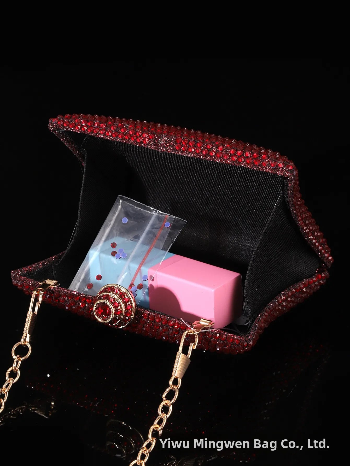 Diamond Crystal Handbag Evening Bag Cross-Border Wedding Ladies Party Shell Shape Polyester Handheld Bag with Lock Buckle
