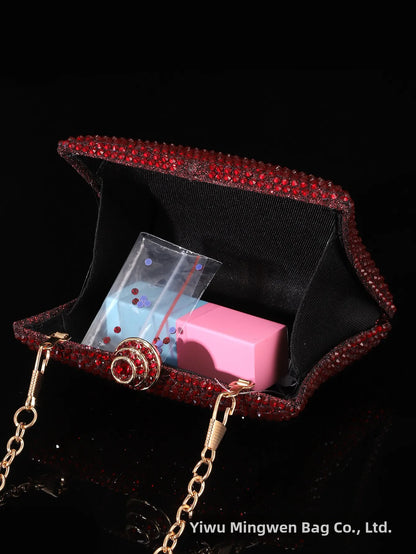 Diamond Crystal Handbag Evening Bag Cross-Border Wedding Ladies Party Shell Shape Polyester Handheld Bag with Lock Buckle