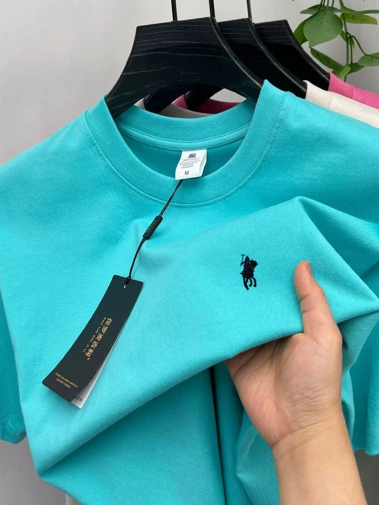 100% cotton high-end brand T-shirt short sleeve summer fashion classic pony embroidery round neck top luxury new Paul men's wear