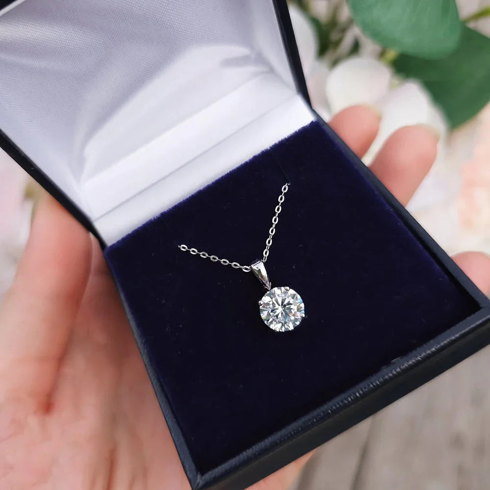 1/2/3CT Moissanite Pendant Necklace for Women D Color VVS1 Solitaire Diamond Neck Chain 925 Silver Plated 18k Gold Fine Jewelry