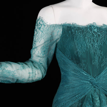 Said Luxury Blue Lace Evening Dress Saudi Arabia Elegant Off Shoulder Wedding Guest Gowns Formal Party Dress SF519 Custom