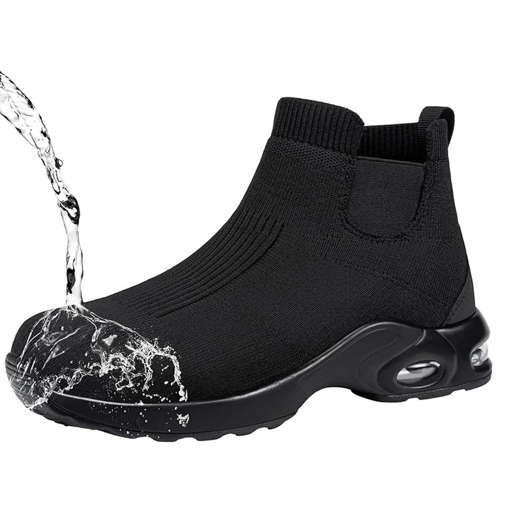 Steel Toe Shoes for Men Women Water Resistant Work Boots Non Slip Safety Sneakers Slip On Industrial Air Cushion Chelse