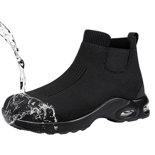 Steel Toe Shoes for Men Women Water Resistant Work Boots Non Slip Safety Sneakers Slip On Industrial Air Cushion Chelse