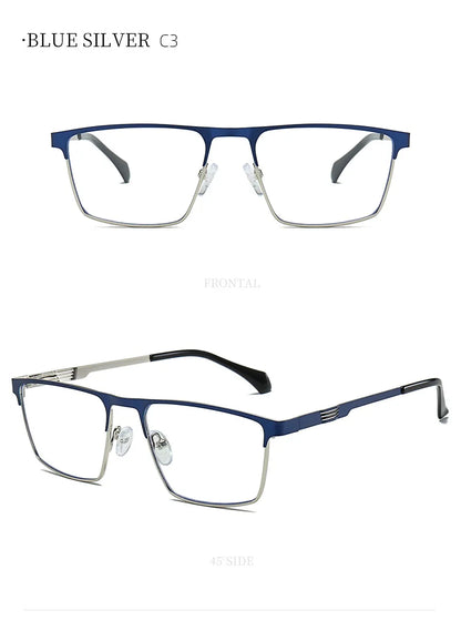 New Metal Eyeglasses Square Frame Business Casual Anti-blue Light Reading Glasses Men's Prescription Customized 6915