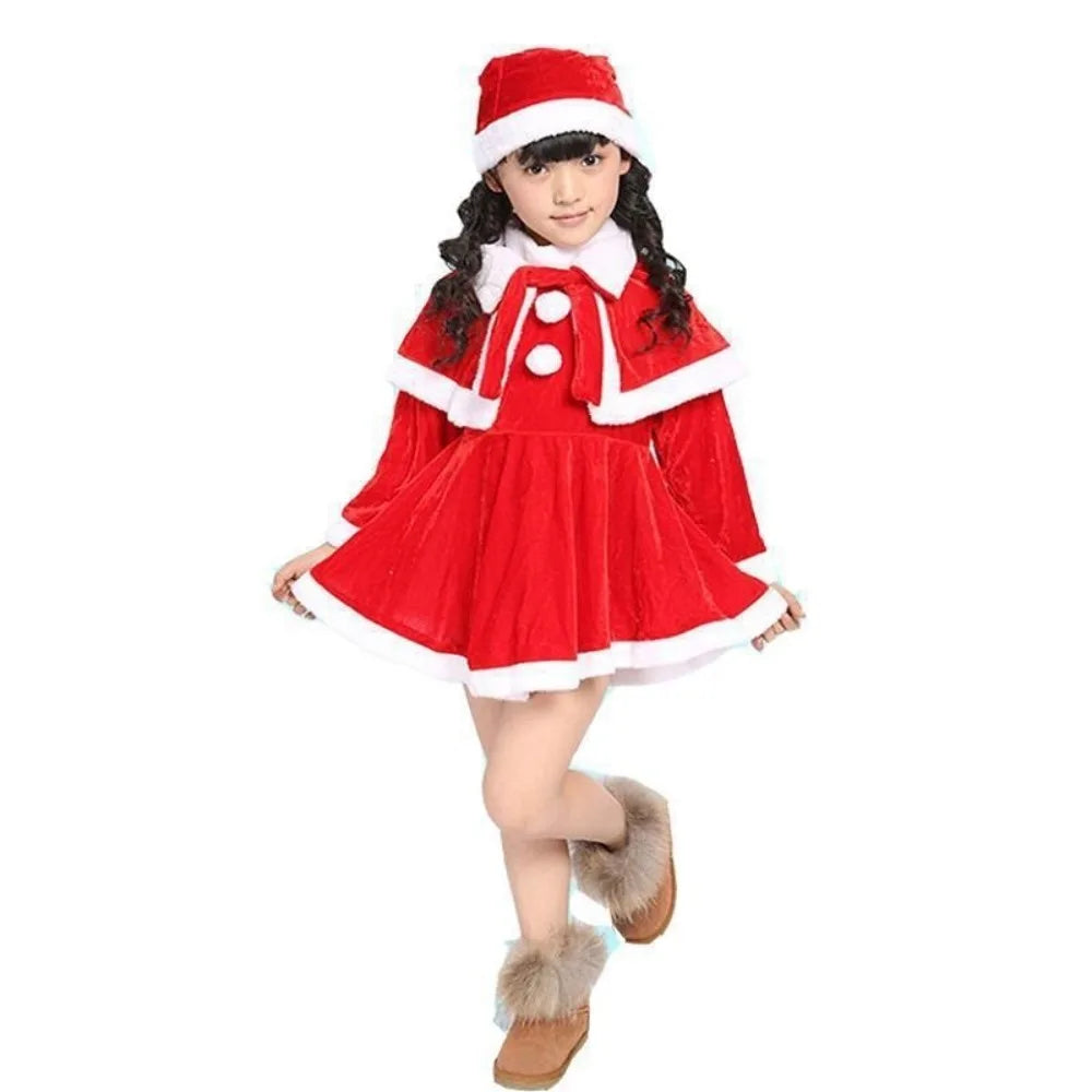 New Year Children Christmas Clothes Santa Claus Red Outfits Cosplay Costume Set Warm Classic Xmas Suit Wear Boys Girls Toddler