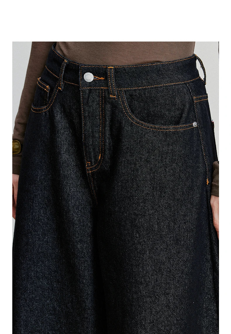 Women Denim Jeans 2025 Autumn New loose Curved Banana Wide Leg Pants